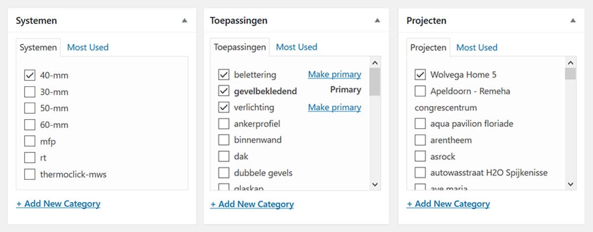 example of custom taxonomy fields